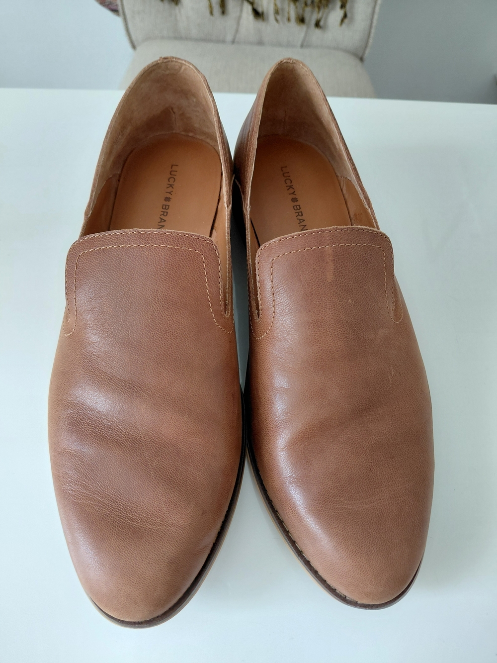 Lucky Brand Tan Leather Slip-On Loafers
